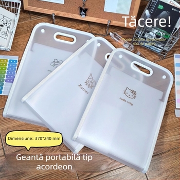 Sanrio organizator de hârtie A4, dosar vertical tip acordeon, portabil, cu mai multe compartimente, în stil desen animat