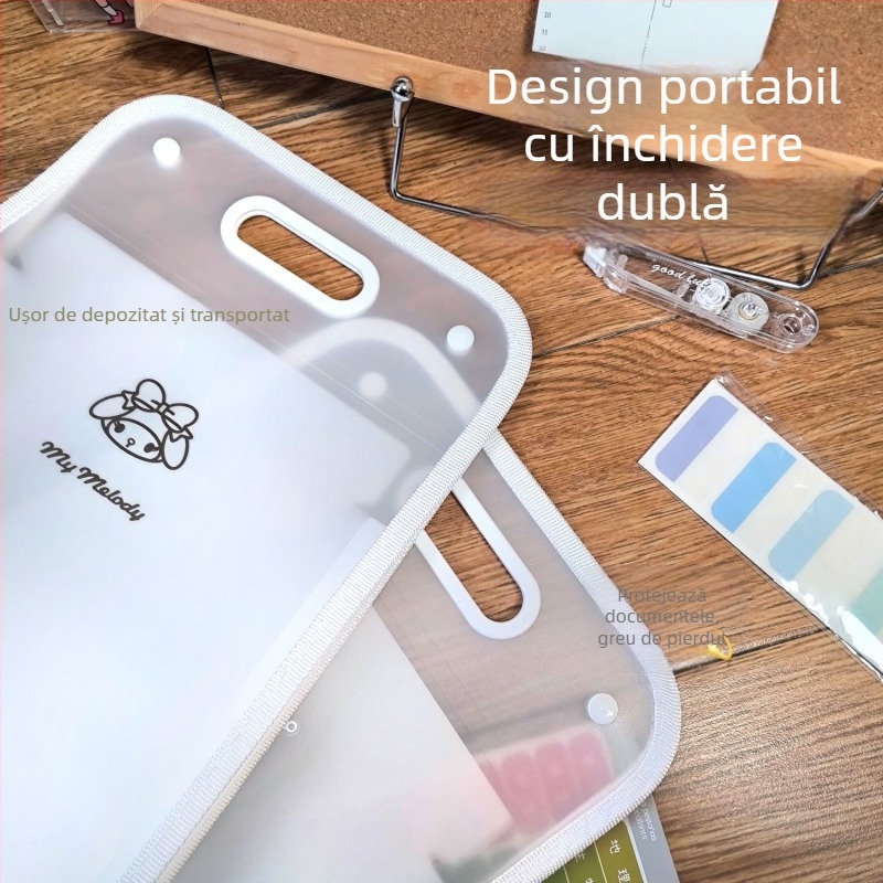 Sanrio organizator de hârtie A4, dosar vertical tip acordeon, portabil, cu mai multe compartimente, în stil desen animat