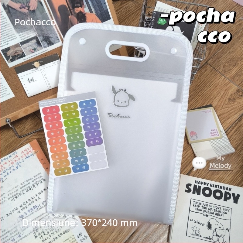 Sanrio organizator de hârtie A4, dosar vertical tip acordeon, portabil, cu mai multe compartimente, în stil desen animat