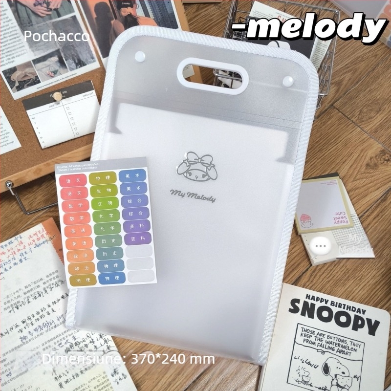 Sanrio organizator de hârtie A4, dosar vertical tip acordeon, portabil, cu mai multe compartimente, în stil desen animat
