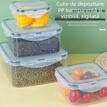 Cutie transparentă pătrată pentru prânz, compatibilă cu microundele, cutie alimentară de calitate pentru bucătărie și picnic.