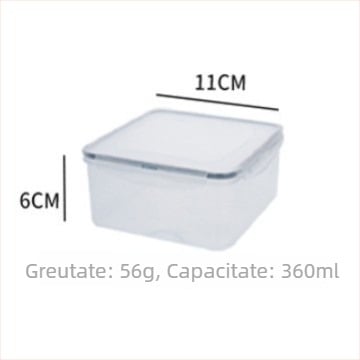 Cutie transparentă pătrată pentru prânz, compatibilă cu microundele, cutie alimentară de calitate pentru bucătărie și picnic.