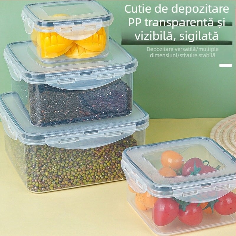 Cutie transparentă pătrată pentru prânz, compatibilă cu microundele, cutie alimentară de calitate pentru bucătărie și picnic.