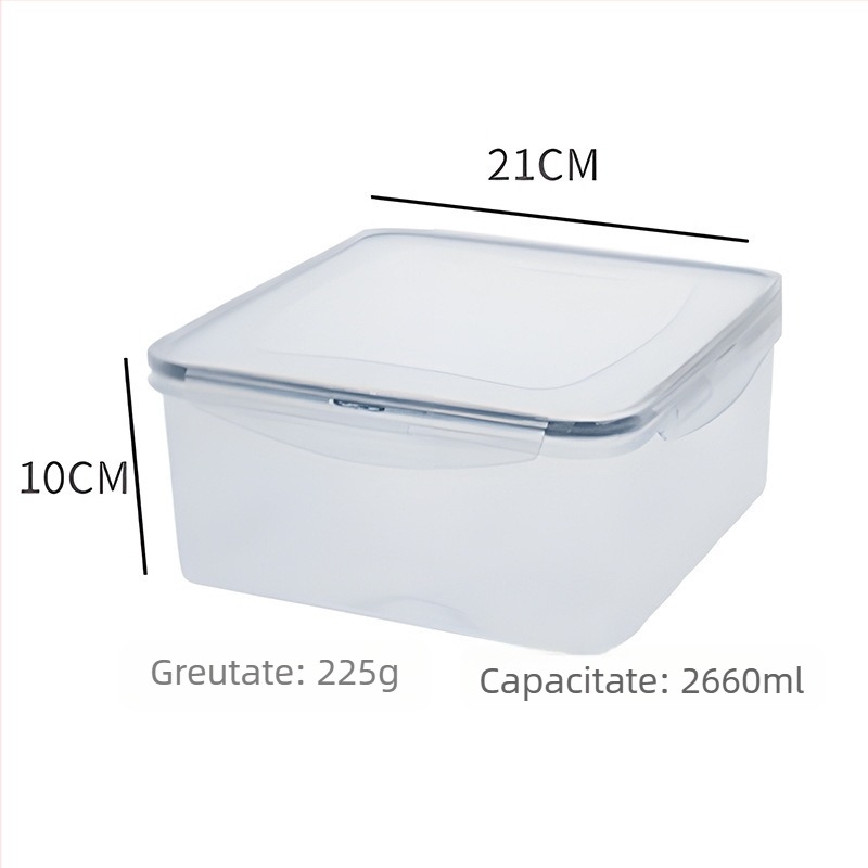 Cutie transparentă pătrată pentru prânz, compatibilă cu microundele, cutie alimentară de calitate pentru bucătărie și picnic.
