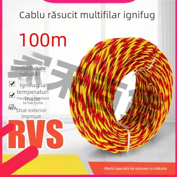Cablu flexibil rezistent la frig pentru iluminat casnic, 2,5 mm, 100 m, cablu ignifug pentru cutie LED.