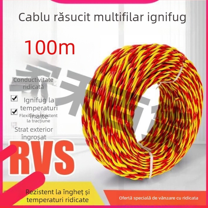 Cablu flexibil rezistent la frig pentru iluminat casnic, 2,5 mm, 100 m, cablu ignifug pentru cutie LED.