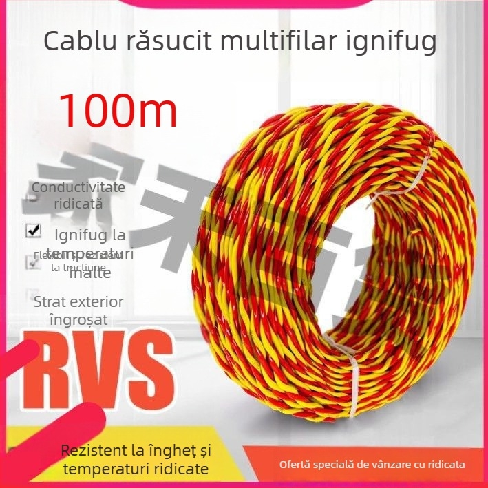 Cablu flexibil rezistent la frig pentru iluminat casnic, 2,5 mm, 100 m, cablu ignifug pentru cutie LED.