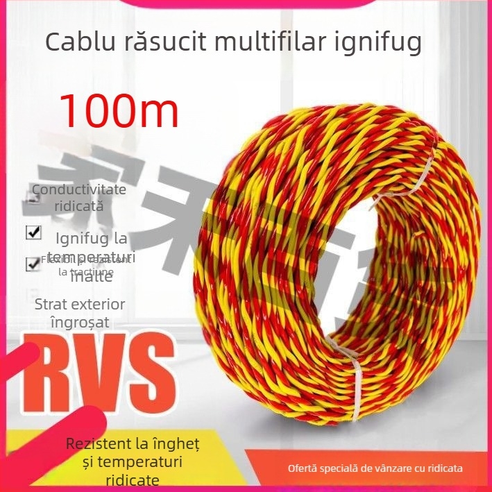 Cablu flexibil rezistent la frig pentru iluminat casnic, 2,5 mm, 100 m, cablu ignifug pentru cutie LED.