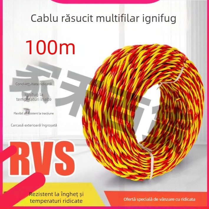 Cablu flexibil rezistent la frig pentru iluminat casnic, 2,5 mm, 100 m, cablu ignifug pentru cutie LED.