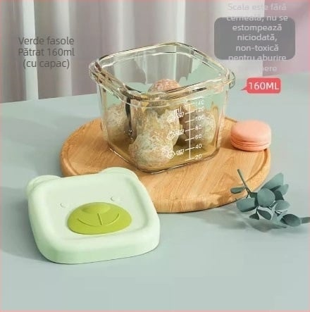 Cutie pentru hrana bebelușilor pentru gătit la aburi și încălzire în microunde, cu scară de măsurare, spațiu de depozitare gustări, sub 300 ml