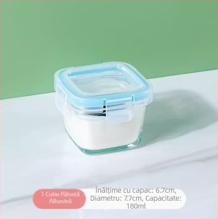 Cutie pentru hrana bebelușilor pentru gătit la aburi și încălzire în microunde, cu scară de măsurare, spațiu de depozitare gustări, sub 300 ml