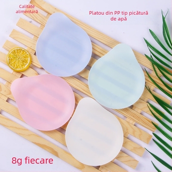 Farfurie plastică de unică folosință cu mâner, formă de picătură de apă, pentru prăjituri, deserturi și fructe, farfurie de degustare alimentară