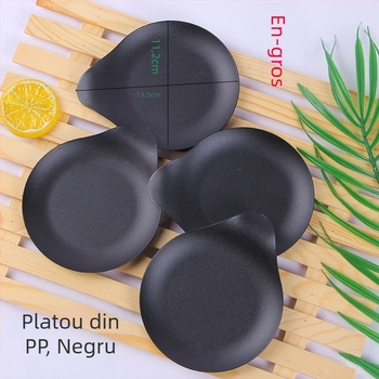 Farfurie plastică de unică folosință cu mâner, formă de picătură de apă, pentru prăjituri, deserturi și fructe, farfurie de degustare alimentară
