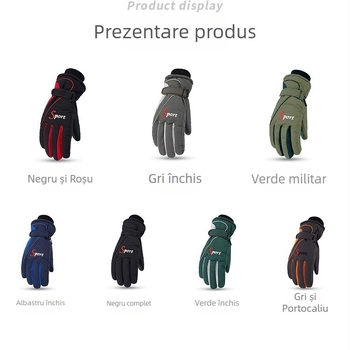 Mănuși de schi bărbătești, căptușite cu fleece, pentru iarnă, utilizare în aer liber, groase, antiderapante, impermeabile și rezistente la vânt, calde