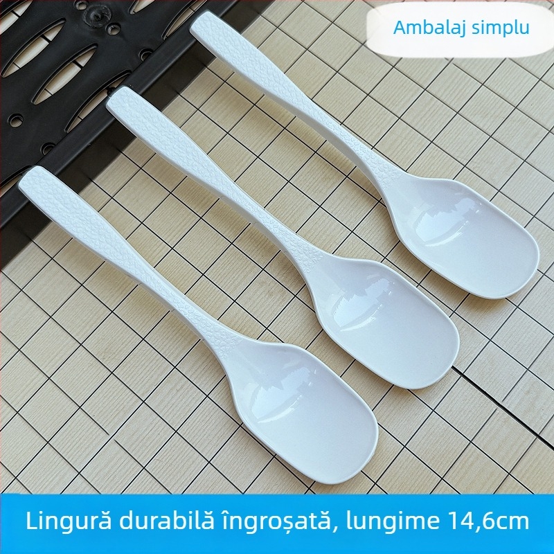 Lingură de plastic de unică folosință, ambalată individual, pentru desert, supă și terci; vârf cioc de rață, stil coreean