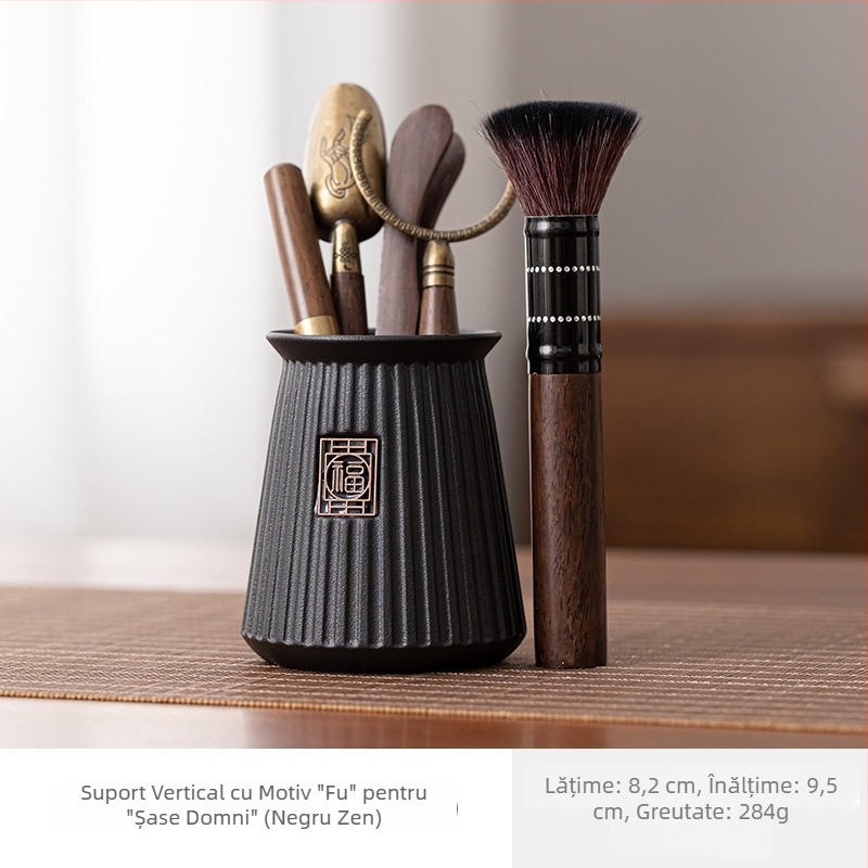 Set ceremonial de ceai „Six Gentlemen“ cu accesorii: cuțit pentru ceai, clips pentru ceai, perie pentru ceai, lingură pentru ceai și dispozitiv de preparare a ceaiului