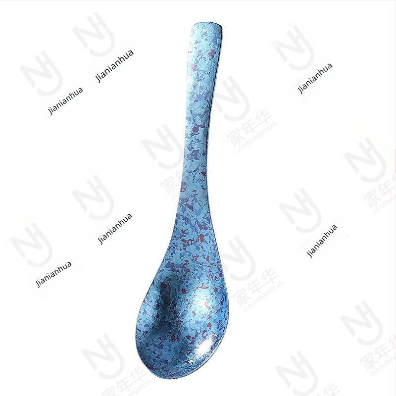 Lingură din titan pur, stil ușor lux pentru uz casnic, cu două straturi, fără acoperire, lingură de orez cu design Ice Flower, pentru camping în aer liber, anti-cădere, mică