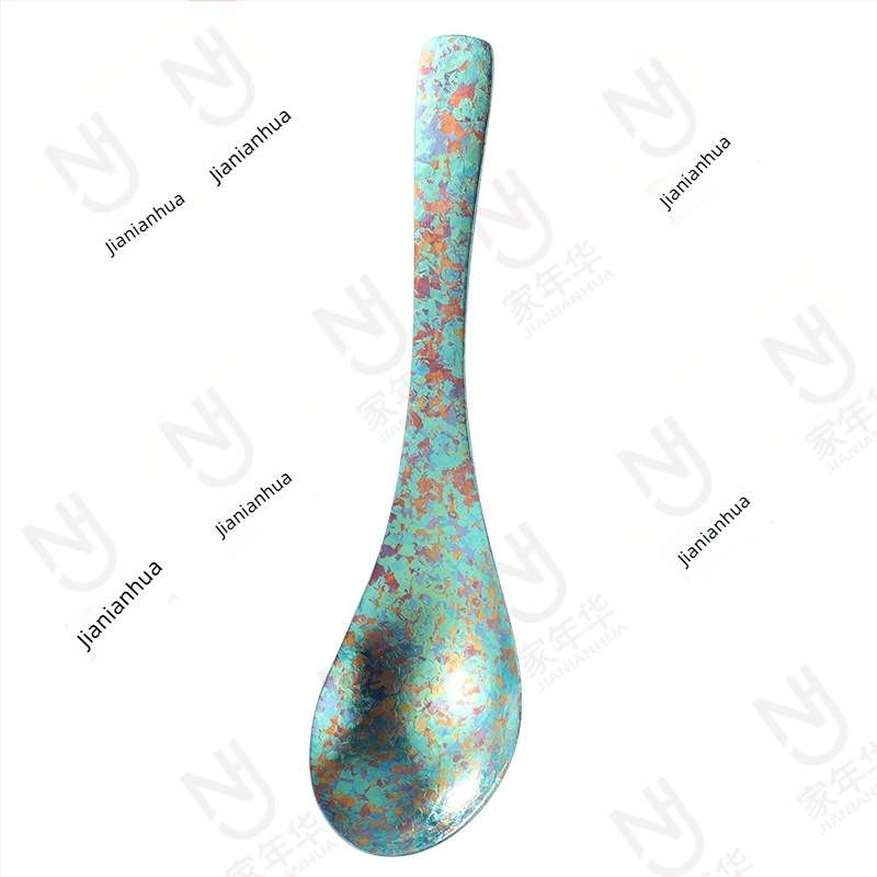Lingură din titan pur, stil ușor lux pentru uz casnic, cu două straturi, fără acoperire, lingură de orez cu design Ice Flower, pentru camping în aer liber, anti-cădere, mică