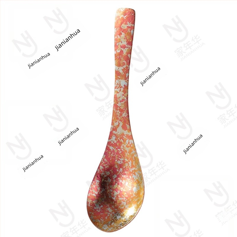 Lingură din titan pur, stil ușor lux pentru uz casnic, cu două straturi, fără acoperire, lingură de orez cu design Ice Flower, pentru camping în aer liber, anti-cădere, mică