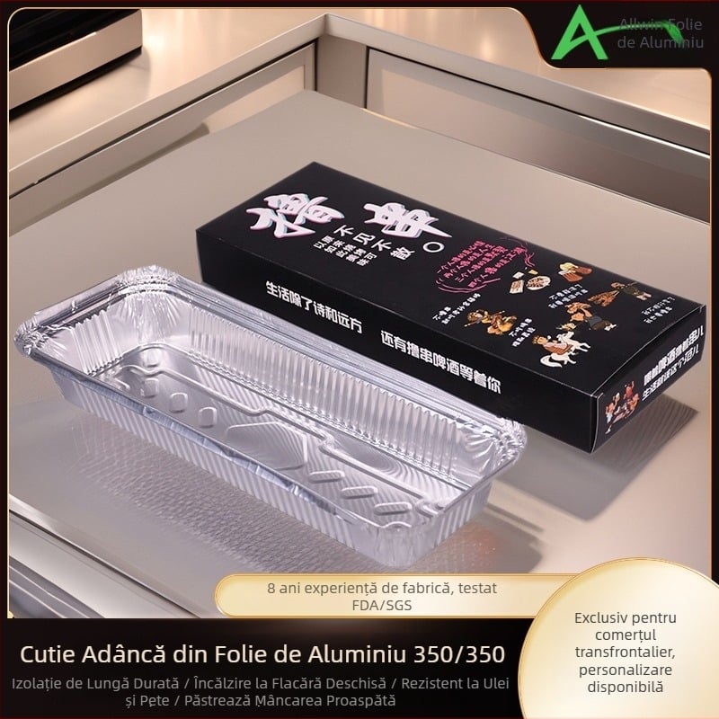 Tavă de unică folosință pentru frigărui, pentru coacere și grătar, cutie de prânz din folie de aluminiu 350, cutie din folie de aluminiu pentru cuptor, frigărui personalizabile