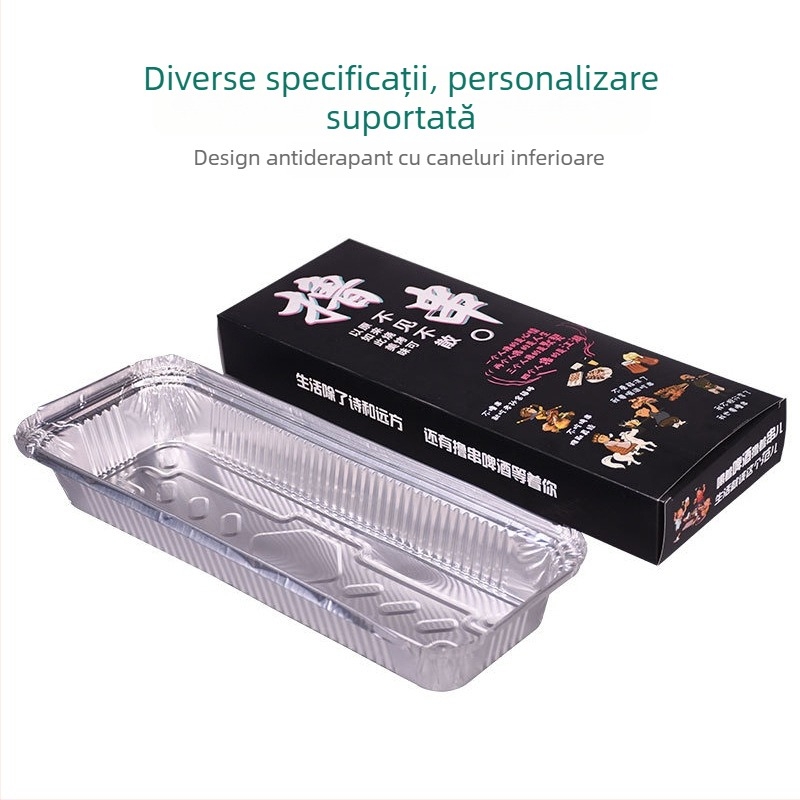 Tavă de unică folosință pentru frigărui, pentru coacere și grătar, cutie de prânz din folie de aluminiu 350, cutie din folie de aluminiu pentru cuptor, frigărui personalizabile