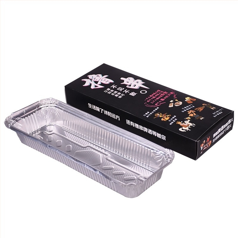 Tavă de unică folosință pentru frigărui, pentru coacere și grătar, cutie de prânz din folie de aluminiu 350, cutie din folie de aluminiu pentru cuptor, frigărui personalizabile