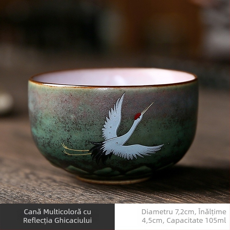 Ceașcă de ceai din porțelan cu glazură la cuptor, porție unică, pentru ceremonia Gongfu și degustarea ceaiului