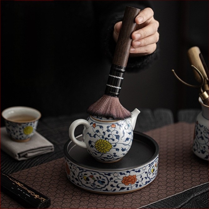 Set de accesorii pentru ceremonia de ceai, stil antic, cu instrumente Six Gentlemen Kung Fu pentru ceai: clips pentru ceai, instrument de întreținere pentru ceai, ac pentru ceai și linguriță