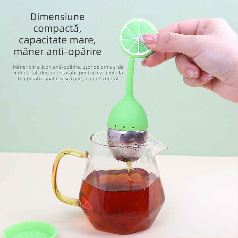 Infuzor de ceai din silicon cu filtru din oțel inoxidabil, design creativ, bilă de ceai și plic de ceai