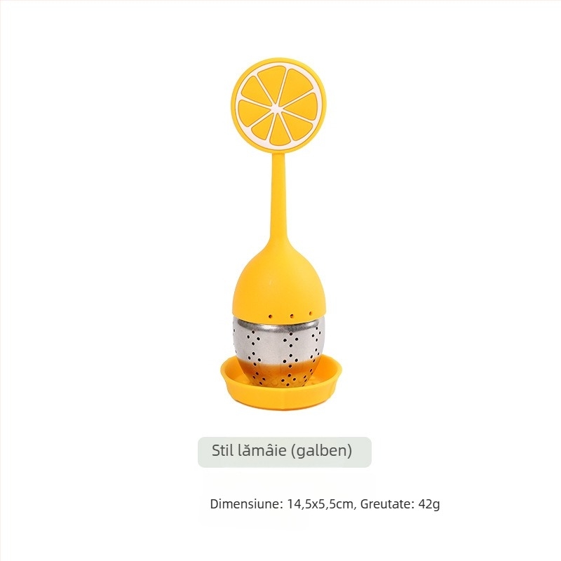 Infuzor de ceai din silicon cu filtru din oțel inoxidabil, design creativ, bilă de ceai și plic de ceai