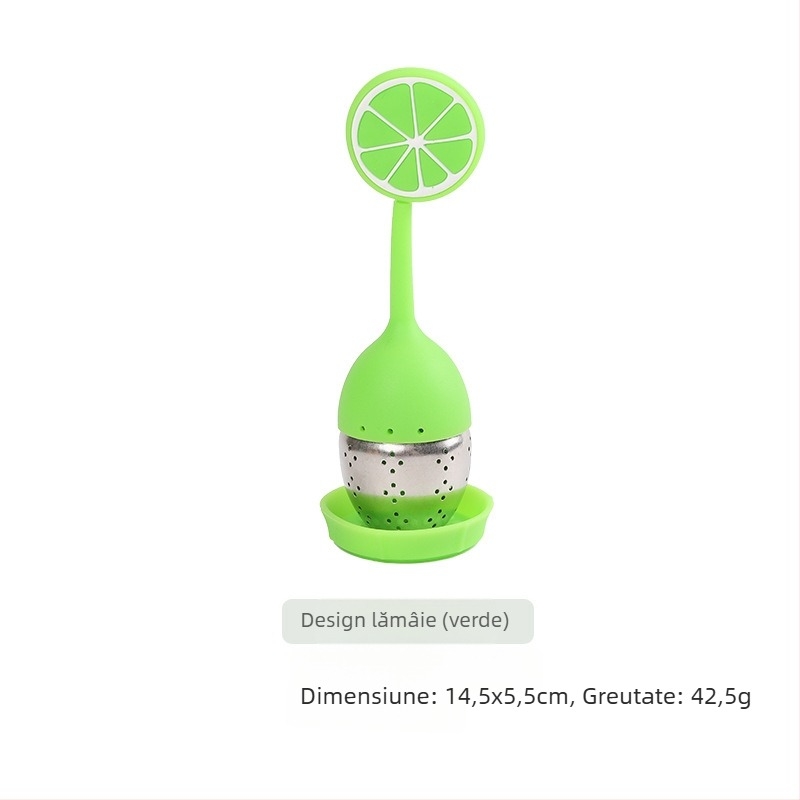 Infuzor de ceai din silicon cu filtru din oțel inoxidabil, design creativ, bilă de ceai și plic de ceai