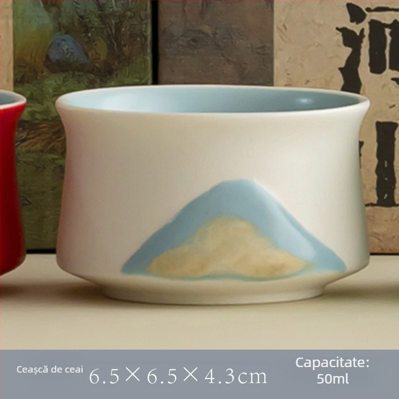 Ceainic Haoran pictat manual Jiangshan, ceașcă de ceai ceramică, pentru casă și birou, stil chinezesc, cadou creativ