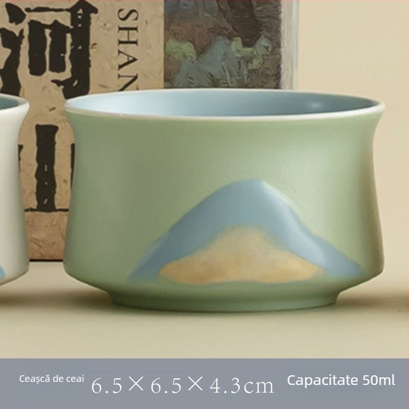 Ceainic Haoran pictat manual Jiangshan, ceașcă de ceai ceramică, pentru casă și birou, stil chinezesc, cadou creativ