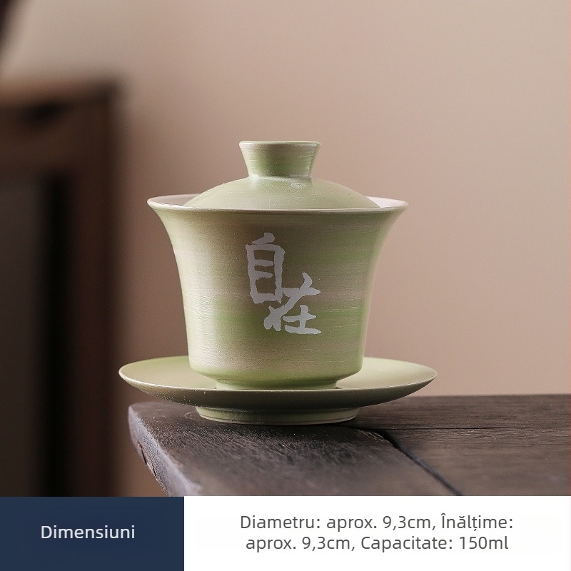 Ceainic Gaiwan cu capac - set Gongfu de ceai, vas pentru o singură infuzie, ceramică roșie vintage pentru nunți