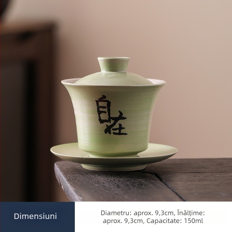Ceainic Gaiwan cu capac - set Gongfu de ceai, vas pentru o singură infuzie, ceramică roșie vintage pentru nunți