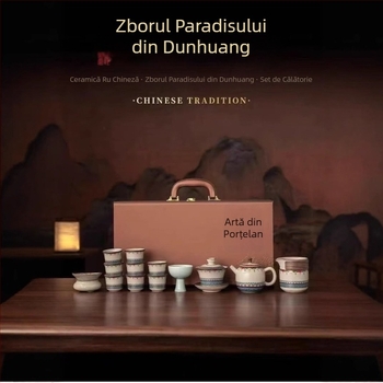 Set ceai Gongfu din ceramică cu glazură crăpată – model nou 2025, cutie cadou elegantă pentru uz casnic