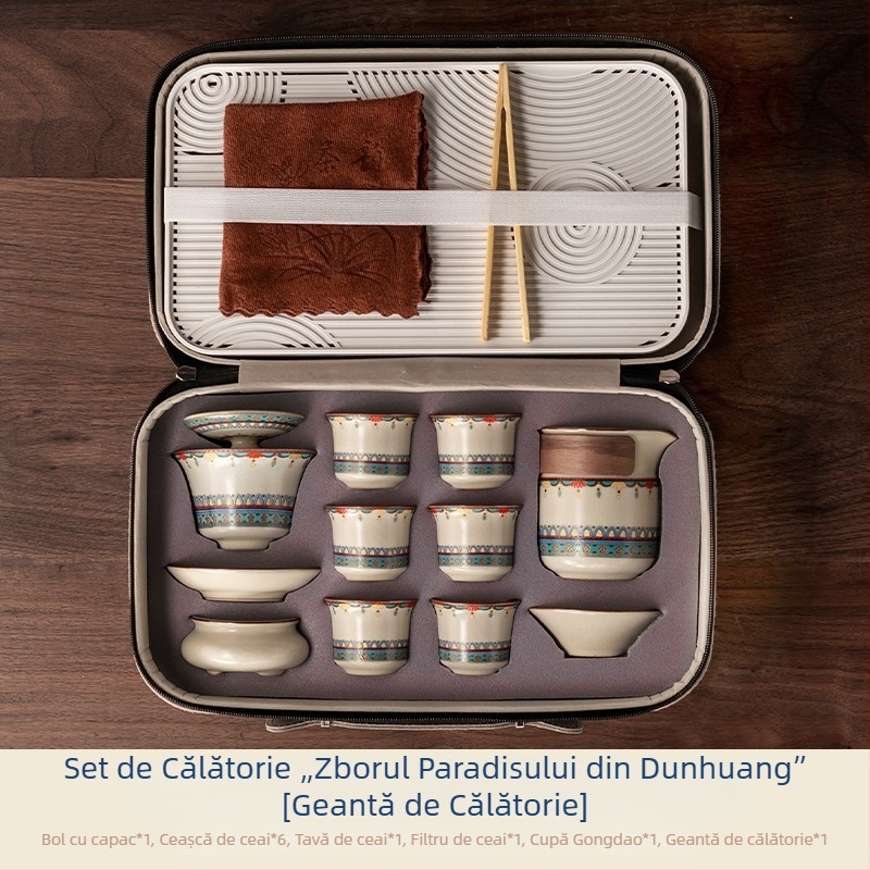 Set ceai Gongfu din ceramică cu glazură crăpată – model nou 2025, cutie cadou elegantă pentru uz casnic