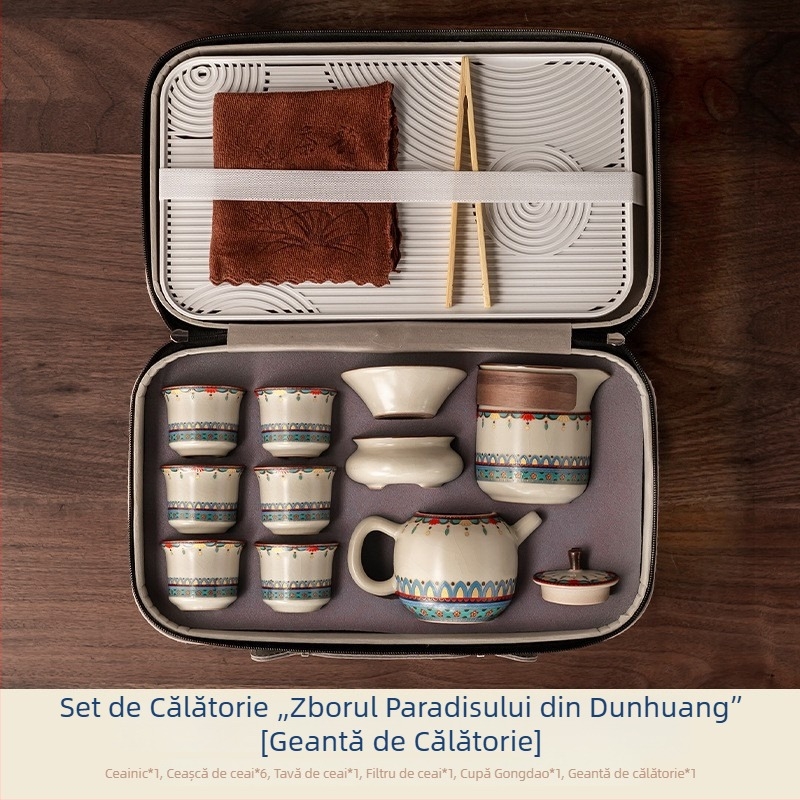 Set ceai Gongfu din ceramică cu glazură crăpată – model nou 2025, cutie cadou elegantă pentru uz casnic