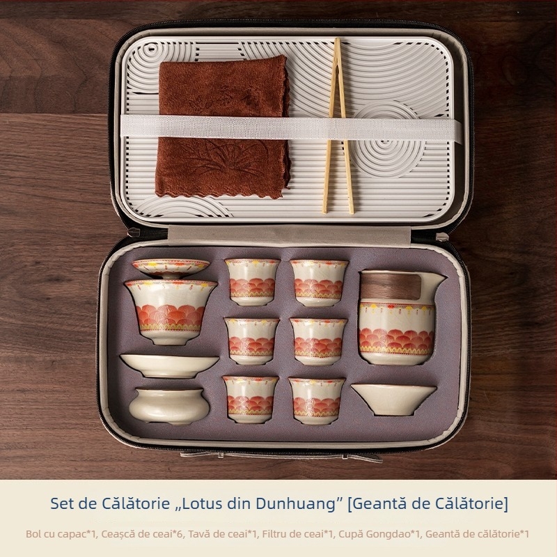Set ceai Gongfu din ceramică cu glazură crăpată – model nou 2025, cutie cadou elegantă pentru uz casnic