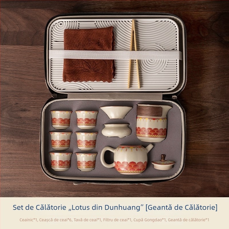 Set ceai Gongfu din ceramică cu glazură crăpată – model nou 2025, cutie cadou elegantă pentru uz casnic