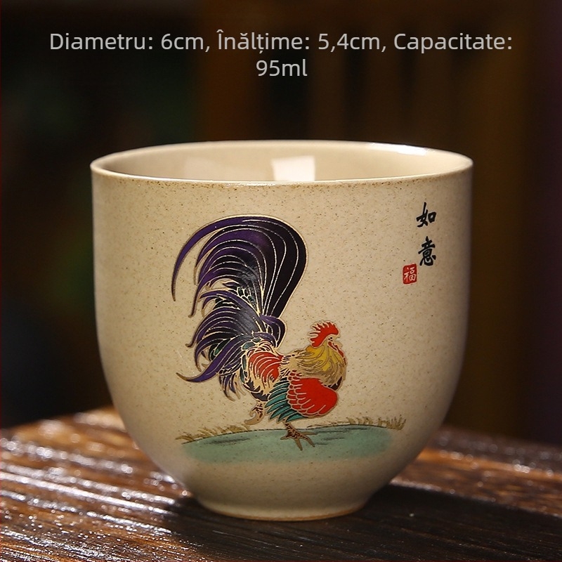 Ceașă de ceai din porțelan, în stil japonez, cu motiv de cocos auriu, ceașcă de degustare a ceaiului și set Kung Fu pentru ceai