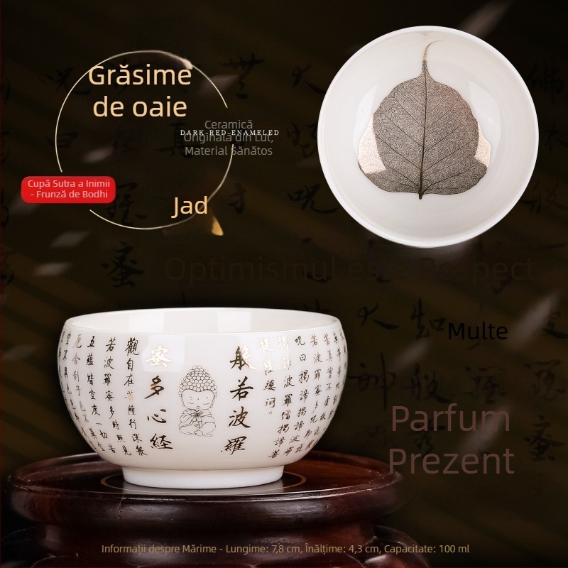 Ceșcă de ceai Jianzhan din porțelan Dehua, cu inscripția Heart Sutra, porțelan alb, ceașcă personală pentru ceai Kung Fu
