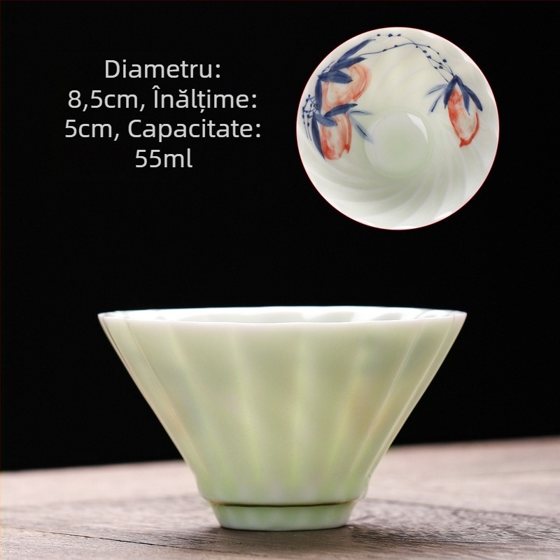 Ceașcă ceramică celadon, pictură manuală, ceai Gongfu, ceașcă de degustare, set de ceai