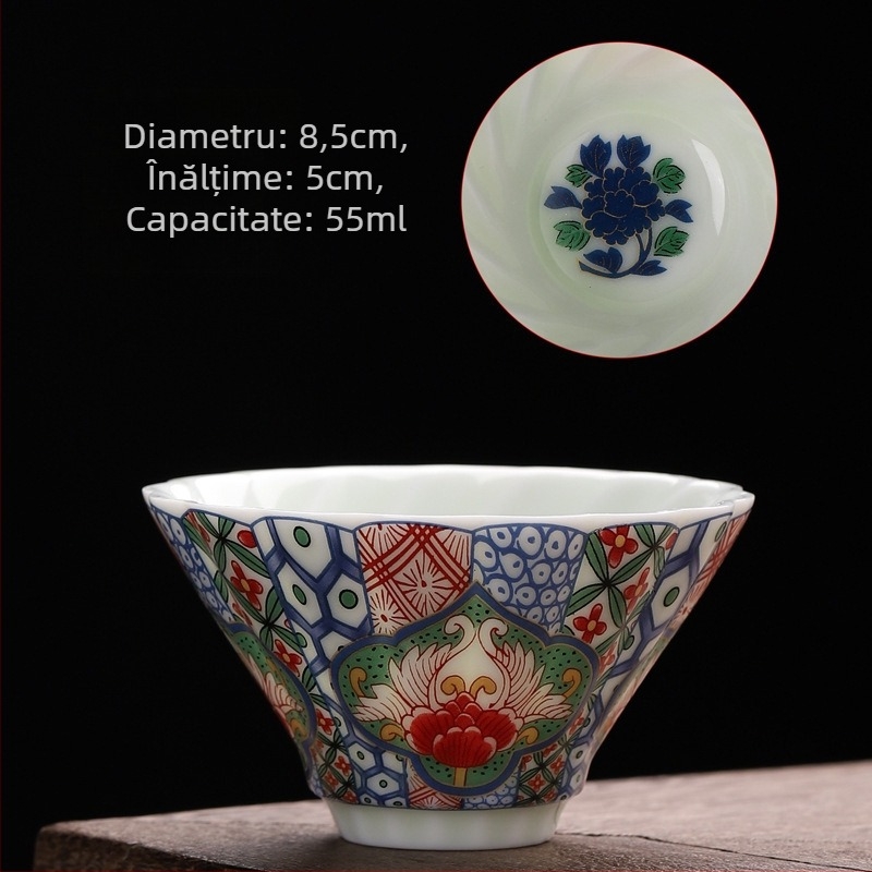 Ceașcă ceramică celadon, pictură manuală, ceai Gongfu, ceașcă de degustare, set de ceai
