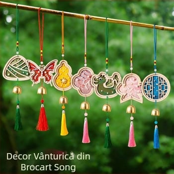 Kit DIY pentru clopoțel de vânt din lemn de plop, în stil brocart Song Dynasty – lucrat manual pentru copii