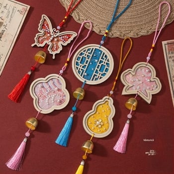 Kit DIY pentru clopoțel de vânt din lemn de plop, în stil brocart Song Dynasty – lucrat manual pentru copii