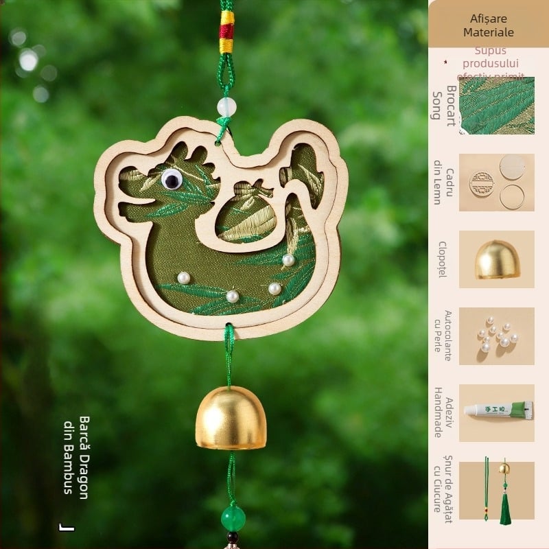 Kit DIY pentru clopoțel de vânt din lemn de plop, în stil brocart Song Dynasty – lucrat manual pentru copii