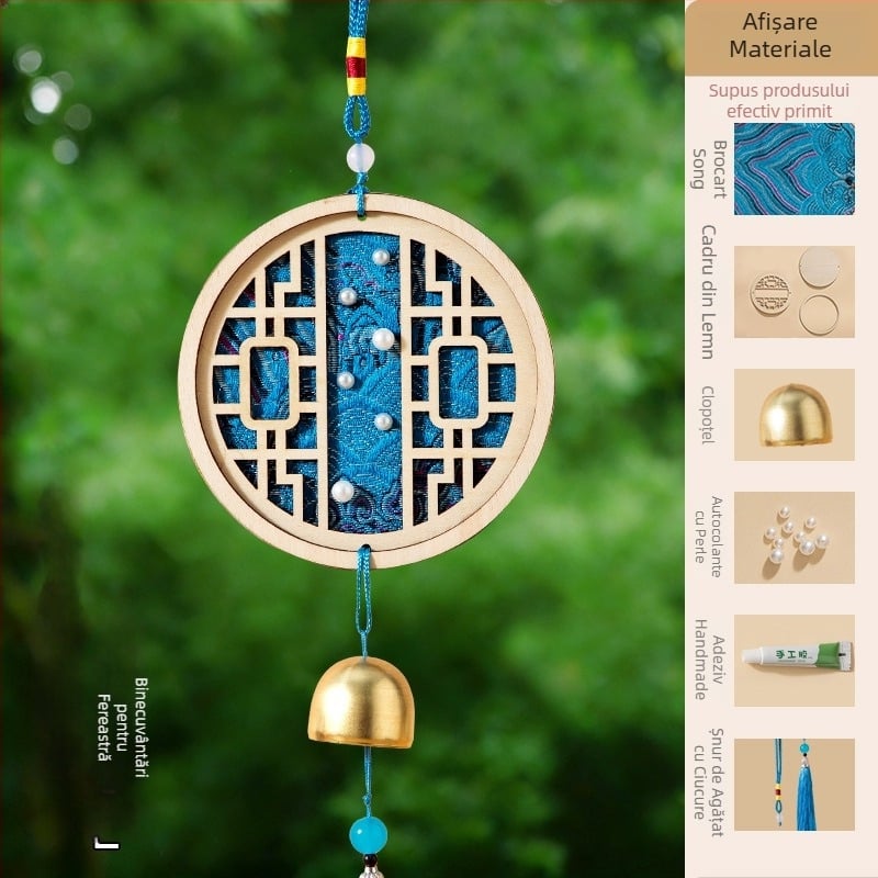 Kit DIY pentru clopoțel de vânt din lemn de plop, în stil brocart Song Dynasty – lucrat manual pentru copii
