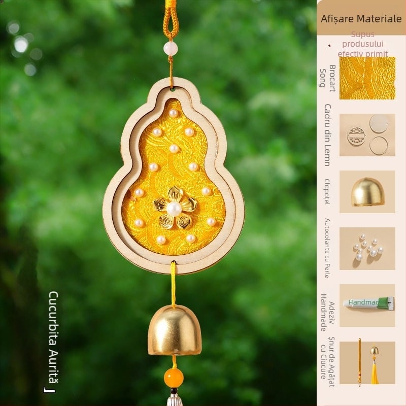 Kit DIY pentru clopoțel de vânt din lemn de plop, în stil brocart Song Dynasty – lucrat manual pentru copii