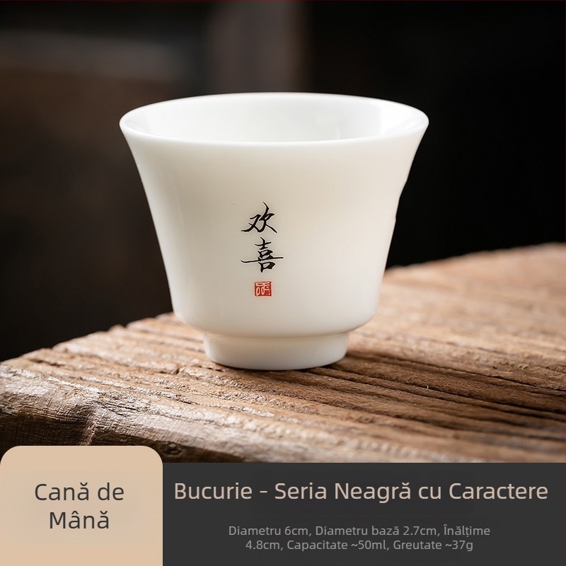 Ceașcă de ceai din porțelan alb, inspirație Zen pentru ceremonia Gongfu, ceașcă mică personală cu logo